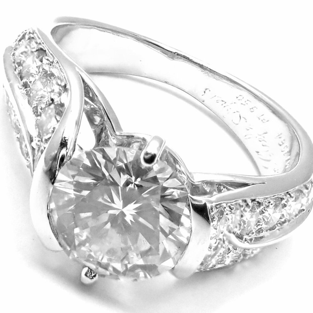 Authentic! Van Cleef & Arpels Platinum 1.88ct VVS1 E Diamond Engagement Ring GIA
